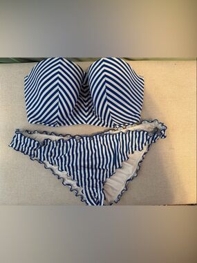Shade & Shore Blue and White Striped Bikini Set